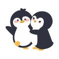 Cute penguins hug with couple Royalty Free Stock Photo