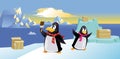 Cute penguins with ice cream. Vector illustration Royalty Free Stock Photo