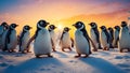 Cute penguins north banner wildlife antarctica design adorable character outdoor