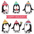 Cute penguins sets collection cartoon Cute Christmas character design