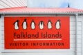 Cute penguins on Visitor Information Board in Stanley, Falkland Islands