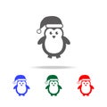 Cute Penguins wearing Santa Claus hat icon. Elements of Christmas holidays in multi colored icons. Premium quality graphic design