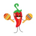 Cute pepper plays maracas vector illustration