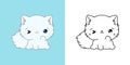 Cute Persian Cat Clipart for Coloring Page and Illustration. Happy Clip Art Kitten.
