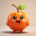 Cute Persimmon Happy Cartoon Character