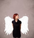 Cute person with angel illustrated wings Royalty Free Stock Photo