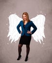 Cute person with angel illustrated wings