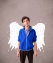 Cute person with angel illustrated wings