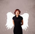 Cute person with angel illustrated wings