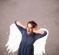 Cute person with angel illustrated wings
