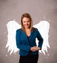 Cute person with angel illustrated wings