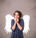Cute person with angel illustrated wings