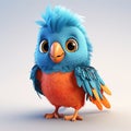 Cute pet bird character 3D, personage passarinho infantil fofo