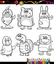 Cute pets cartoon coloring book