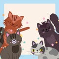 cute pets, cats feline domestic animals cartoon