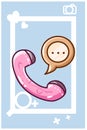 A cute phone call icon cartoon illustration