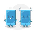 Cute Phone Characters Happy and Sad Expression