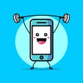 Cute phone weightlifter cartoon