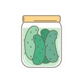 Cute pickle jar with cucumbers vector illustration isolated on white background Royalty Free Stock Photo