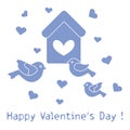 Birds, birdhouse and hearts. Valentine's Day