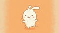 Cute picture with a bunny. Cartoon happy little drawn characters