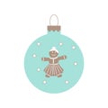 Cute picture with Christmas ball with stars and cute gingerbread Royalty Free Stock Photo