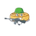 A cute picture of crumpets Army with machine gun