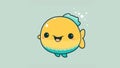 Cute picture of a fish . Cartoon happy little drawn animals