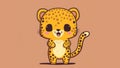 Cute picture of a leopard cub. Cartoon happy little drawn animals