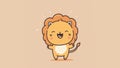 Cute picture of a lion cub. Cartoon happy little drawn animals