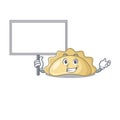 A cute picture of pierogi cute cartoon character bring a board