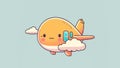 Cute picture of a plane. Cartoon happy baby drawn characters