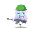 A cute picture of rainbow cotton candy Army with machine gun