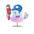 A cute picture of rainbow cotton candy working as a Plumber