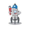 A cute picture of rocket working as a Plumber