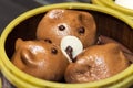 Cute pig baozi chinese steamed buns