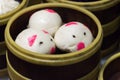 Cute pig baozi chinese steamed buns Royalty Free Stock Photo