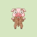 Cute pig businessman suit office workers cartoon animal character mascot icon flat style illustration concept Royalty Free Stock Photo