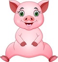 Cute pig cartoon sitting Royalty Free Stock Photo