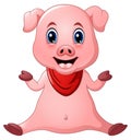 Cute pig cartoon sitting Royalty Free Stock Photo