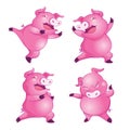 Cute pig character actions Royalty Free Stock Photo