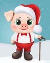 Cute pig character. Happy new year invitation card. Vector Illustration EPS10.