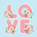 Cute pig cupid with LOVE Royalty Free Stock Photo