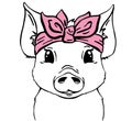 Cute pig face with bandana children's t-shirt print. Baby cute farm vector