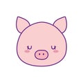 Cute pig face cartoon line and fill style icon vector design Royalty Free Stock Photo