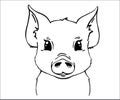Cute pig face children's t-shirt print. Baby cute farm vector illustration