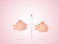 Cute pig jumping with heart shape