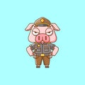 Cute pig police officer uniform cartoon animal character mascot icon flat style illustration concept Royalty Free Stock Photo