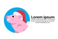 Cute pig portrait red hat happy new year merry christmas concept flat copy space horizontal Royalty Free Stock Photo