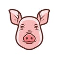 Cute pig portrait symbol. Farm animal, food concept